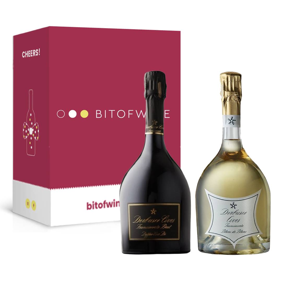 Derbusco Cives, Franciacorta, 750 ml, Doppio Erre di Brut e Blanc de Blanc Brut – Box 2 Bottiglie