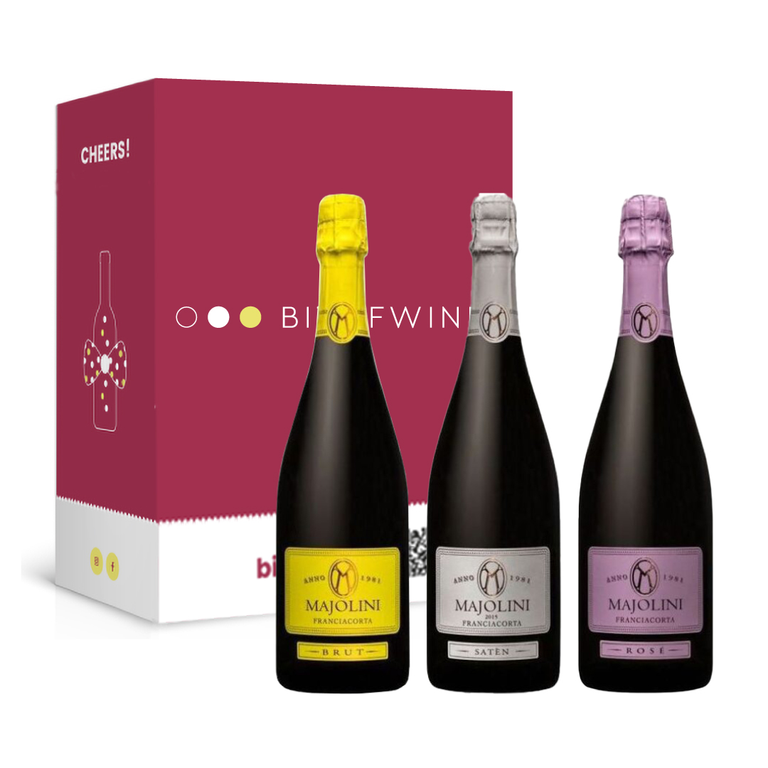 Majolini, Franciacorta, 750 ml, Brut – Satèn – Rosé – Box 3 Bottiglie